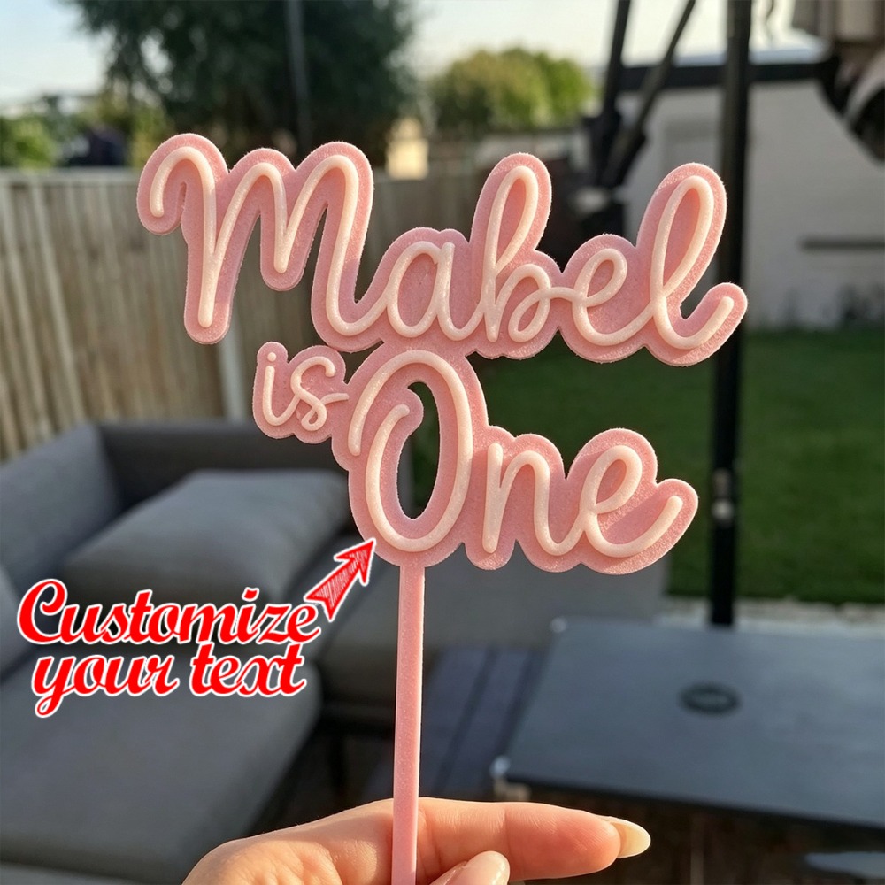 TEMU 1pc Personalized Custom Acrylic Cake Topper, Double-layer Acrylic Cake Decoration, Customizable Name Text, Birthday Cake Decor, Christmas Gift.