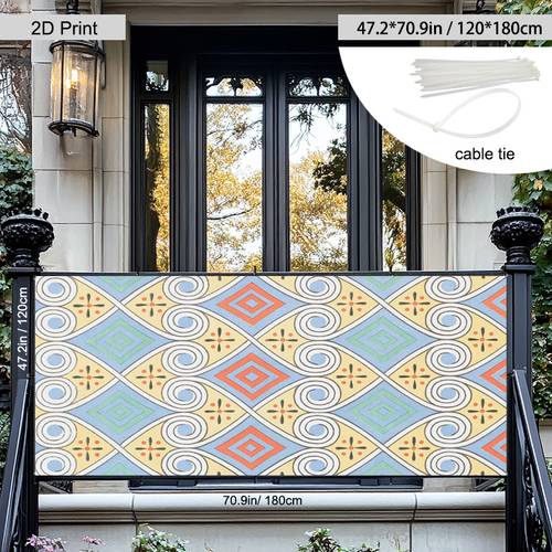 2d flat 2d flat 2d flat 2d flat 2d flat 1pc railing decoration courtyard decor geometric pattern fence decoration outdoor decor terrace privacy screen party backdrop suitable for balcony courtyard backyard outdoor porch railing