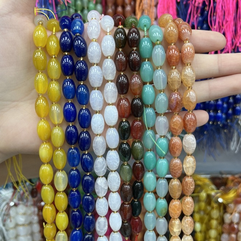 8X12Mm Vibrant Natural Stone Rice Beads Collection