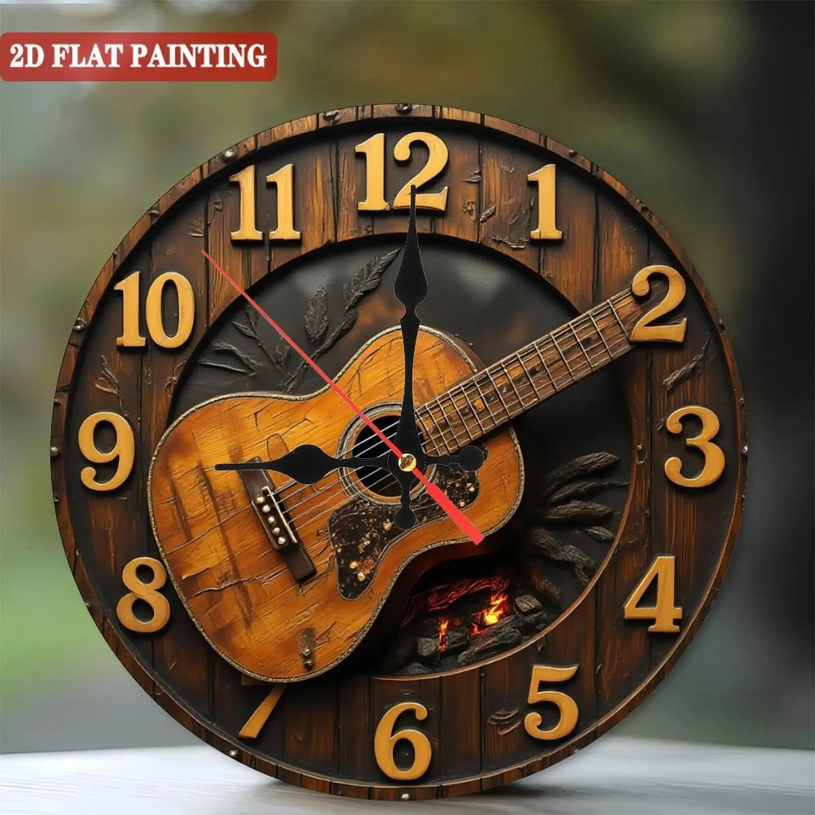 TEMU Unique Round Wooden Wall Clock- Dimensions 9.84x 9.84inch, In Beautiful, Suitable For Home And Office Decoration, Fashionable Modern Artwork