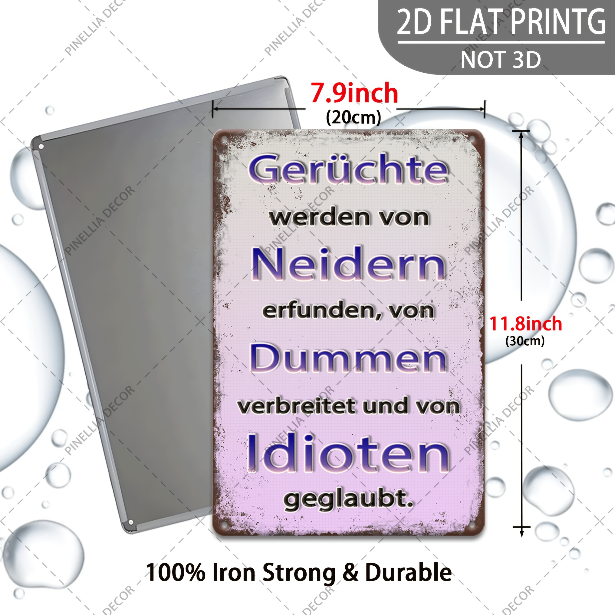 E-shop 2D Flach, ein einzelnes Vintage--Schild aus Deutschland, Maße 20,32 cm x 30,48 cm - Mit einer inspirierenden Zitat-Wandkunst mit einem
