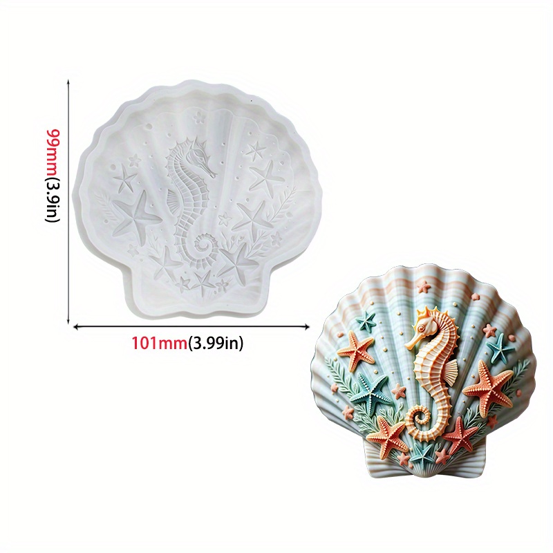Image of Series Shell Seahorse Silicone Mold, Starfish Seaweed Chocolate Tool, Durable And Reusable Kitchen Utensil Suitable For Cake Decorating, Homemade Desserts, And Fondant Making