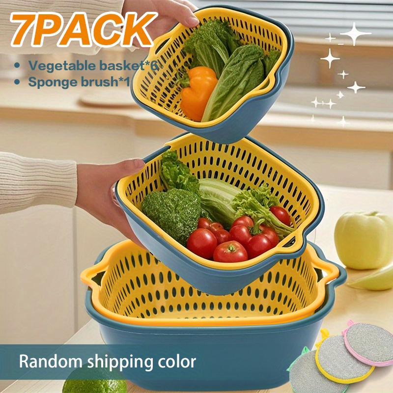6-Piece Vegetable Washing Basket Set – 2-in-1 Colander And
