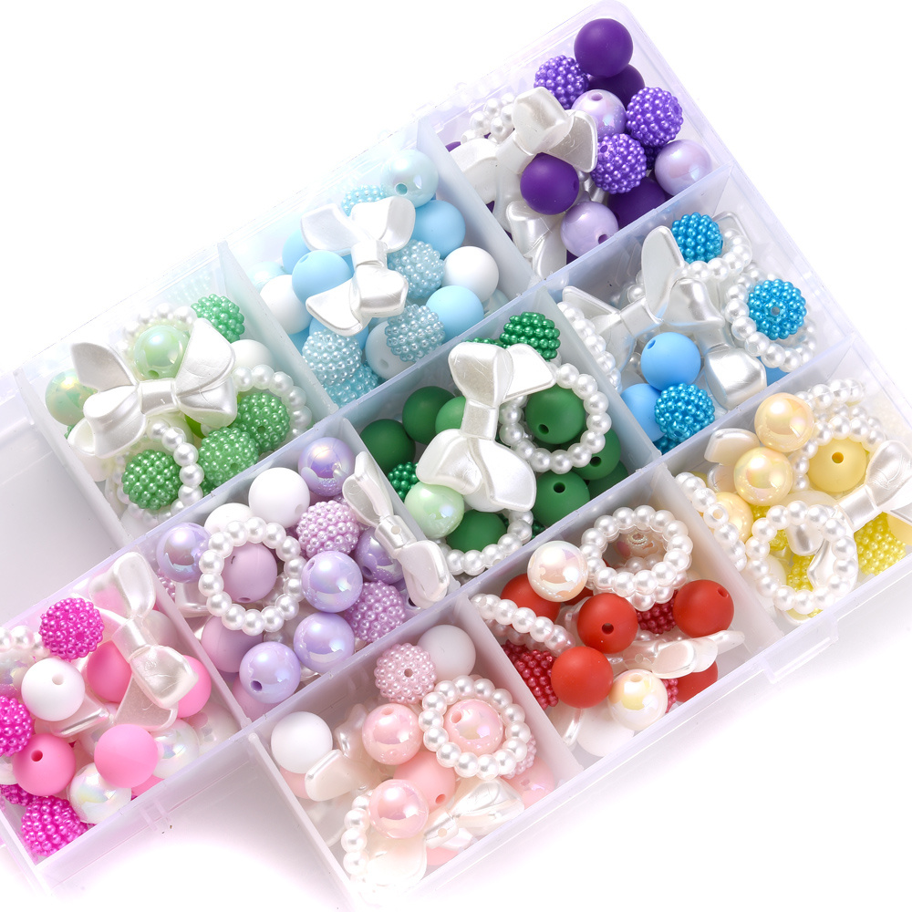 

80pcs Silicone Beads Set, Assorted Colors, Round & Ab Beads, Bowknot, Beads, For Diy Pendants, Keychains, Phone Charms, Necklaces Crafting