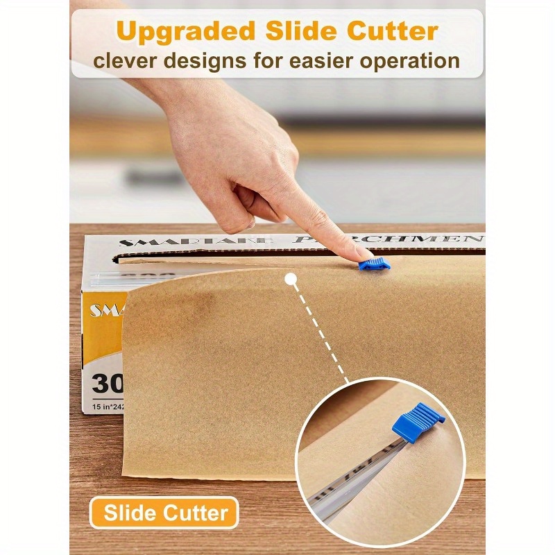 parchment paper roll for baking 15  242ft 300 sq. ft nonstick baking paper sheets with slide cutter heavy duty extra long for kitchen baking cooking grilling steaming unbleached, kitchen baking essential, baking sheet liner, unbleached parchment sheets, heavy duty parchment, tear-resistant sheets, food-grade coating, meal prep  , professional Product details 4