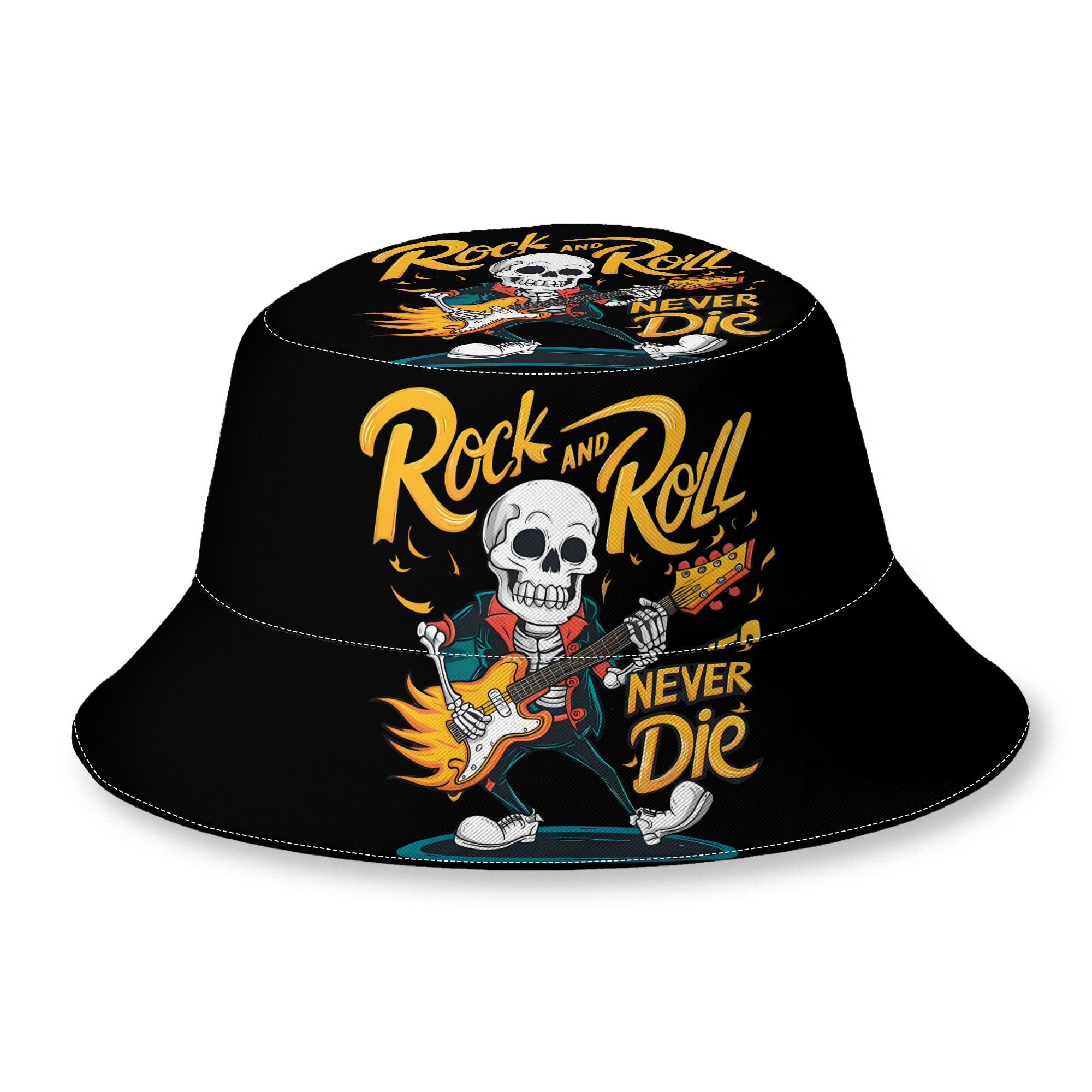TEMU 2d Print Design Rock And Roll Fashion Outdoor Bucket Hat Unisex Outdoor Street Cap