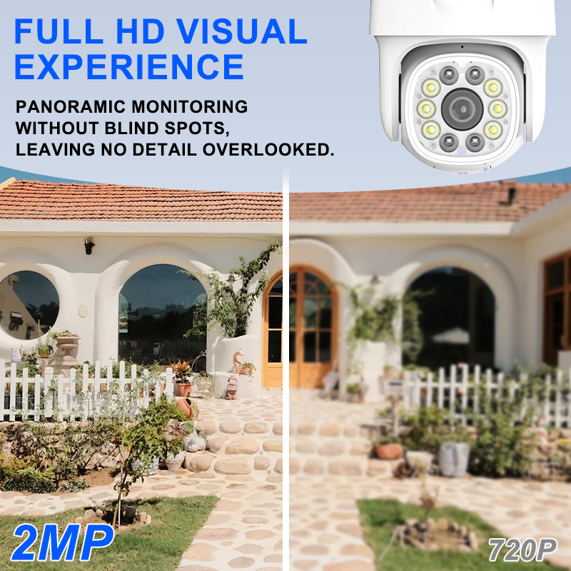 1pc 1080p HD Wireless Outdoor Security Camera, Full Color Night Vision, Two-Way Audio, Smartphone App Control, Motion and Audio Alerts, Panoramic Surveillance, 355° Horizontal and 90° Vertical PTZ, ABS, with USB Powered, for Home Security, Suitable for Ages 14+ details 4