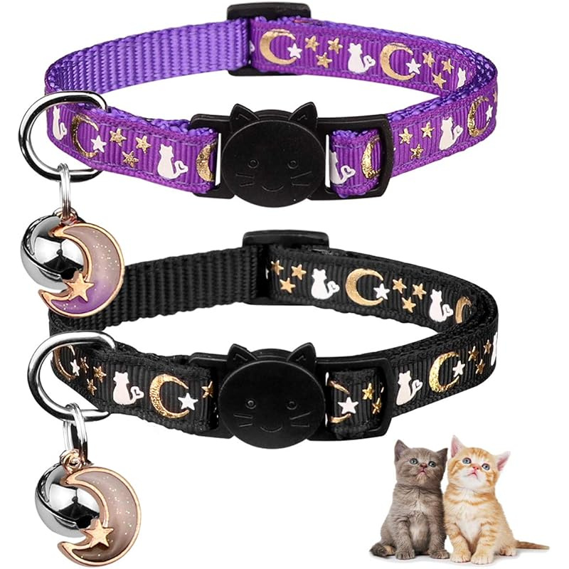 Temu – TEMU 2pcs Breakaway Cat Collars – Adjustable, -the-, Durable Nylon, Perfect For Outdoor Activities, Cute Kitten Collars, Pet, | Design|adjustable