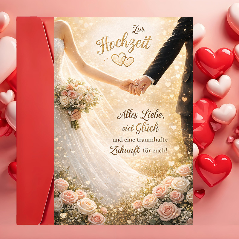 Set Of 2 (includes An Envelope And A Greeting Card) Stylish Wedding For To Honor On Their Day, Featuring A Lovely Floral Pattern