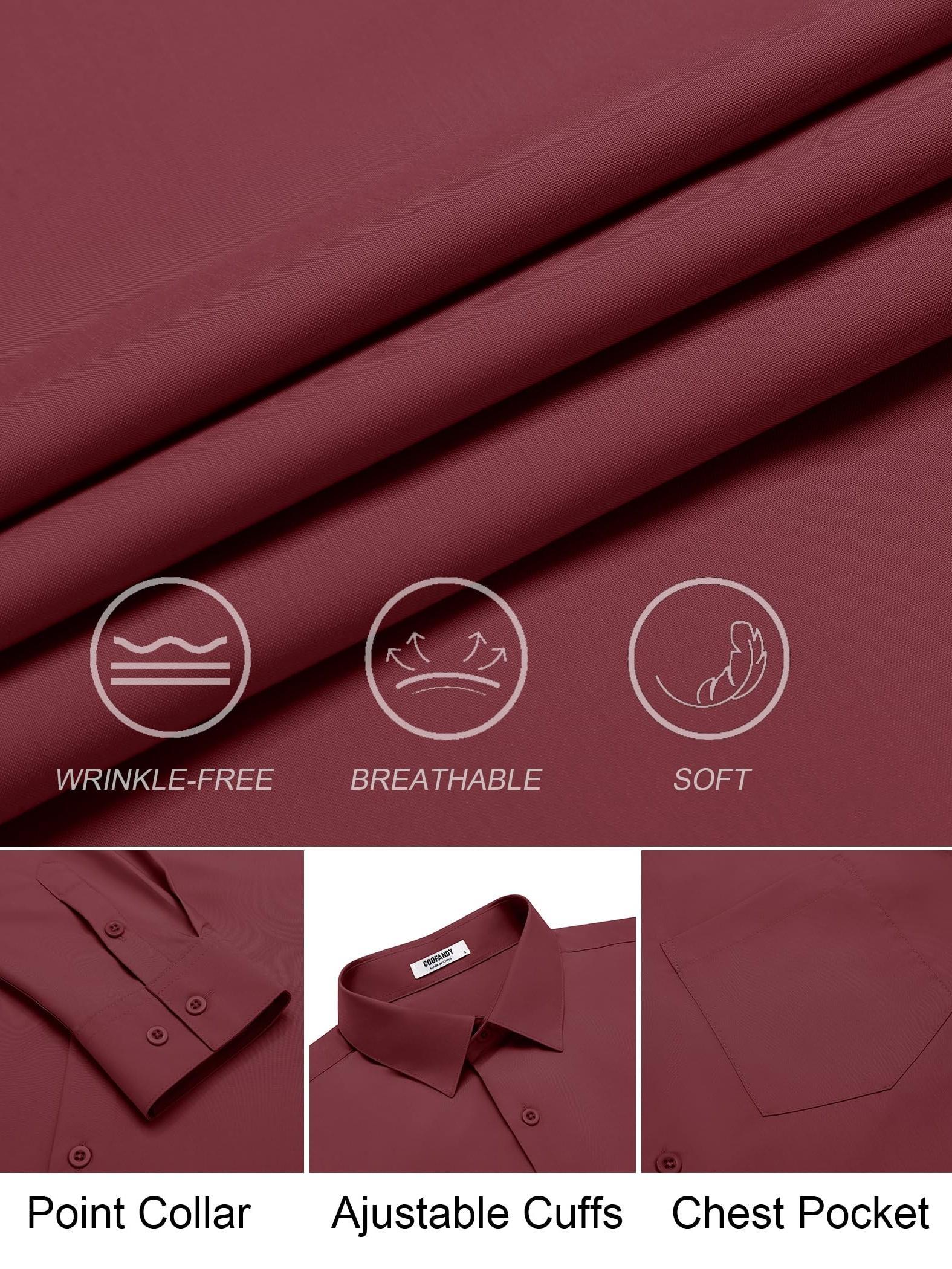 mens dress shirts long sleeve wrinkle free button - Temu
