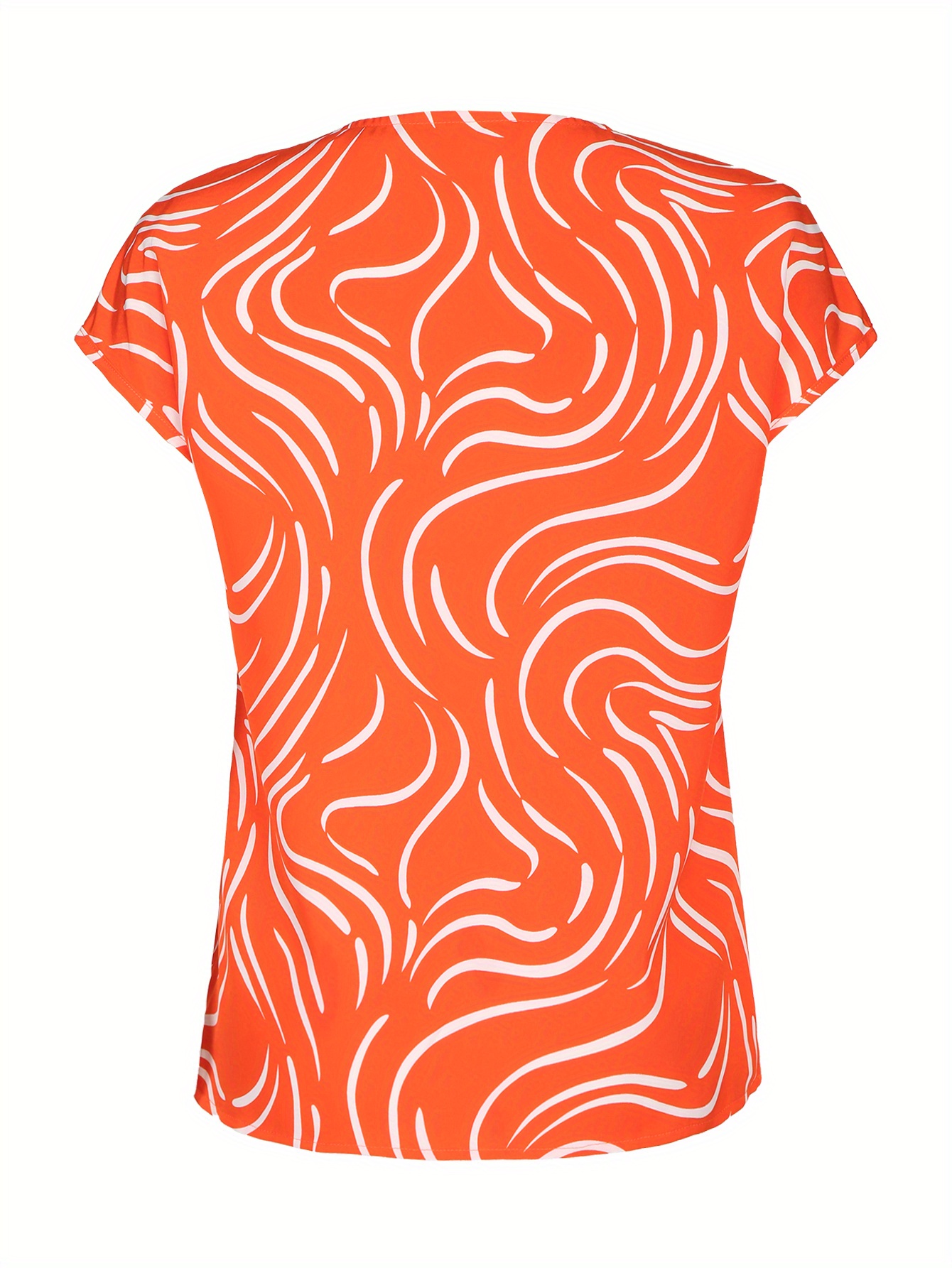   plus size womens v neck printed   sleeveless   orange     2