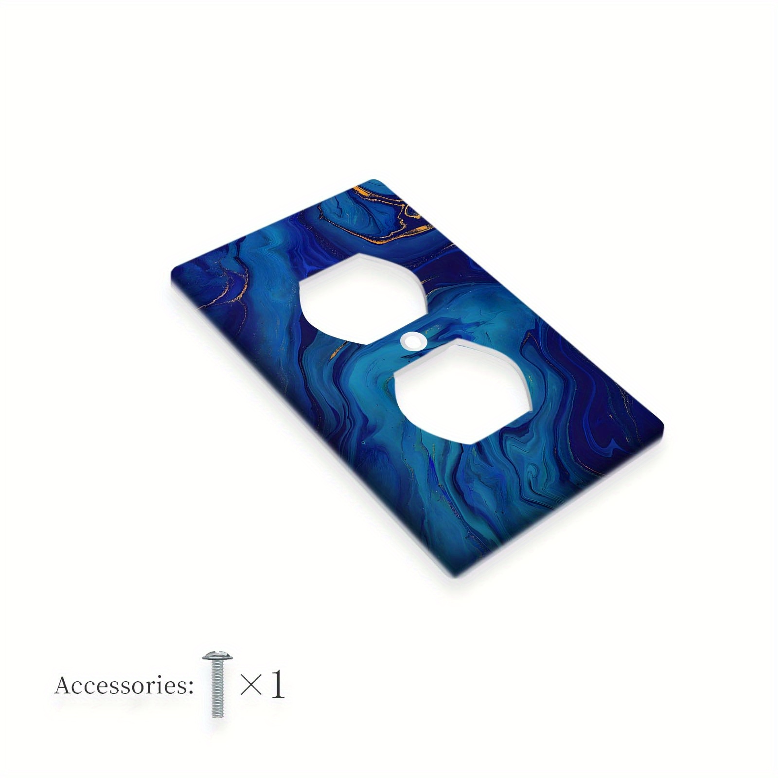 TEMU 1pc 1gang/2gang Navy Blue Polycarbonate Thermoplastic Print | Decorative Wall Plate Graphics, Light Switch Cover For Indoor Outdoor, Bedroom