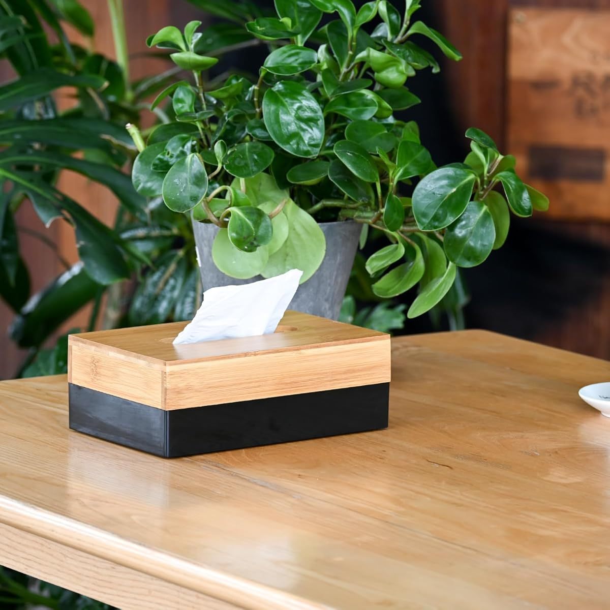 bamboo tissue box cover modern minimalist bathroom living room office decor space saving rectangular tissue holder compatible with standard tissues   decoration organizer bathroom decor and accessories natural texture   durable construction contemporary design material interior designers Product details 0