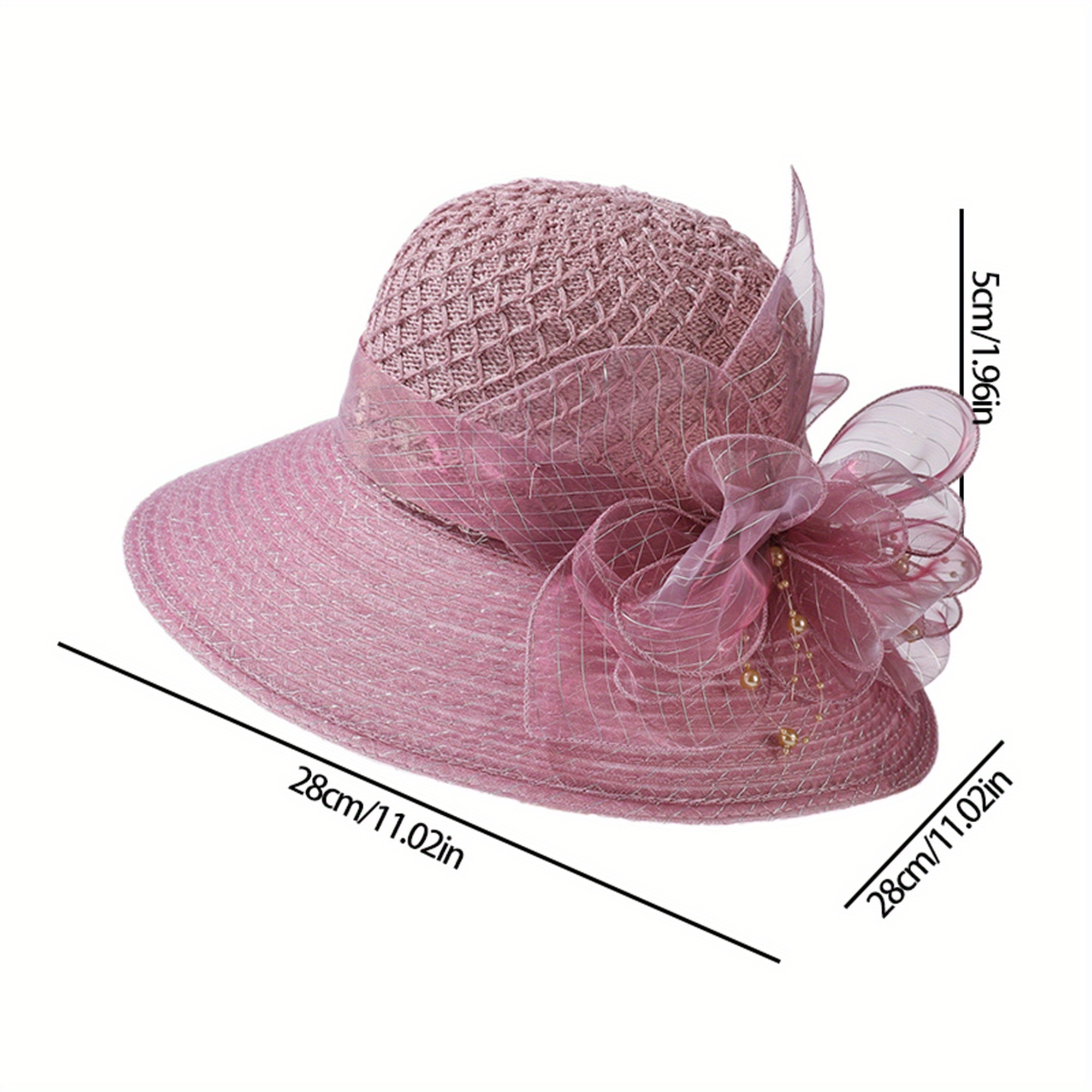 elegant womens organza flower church hat lightweight beige  display picture 2
