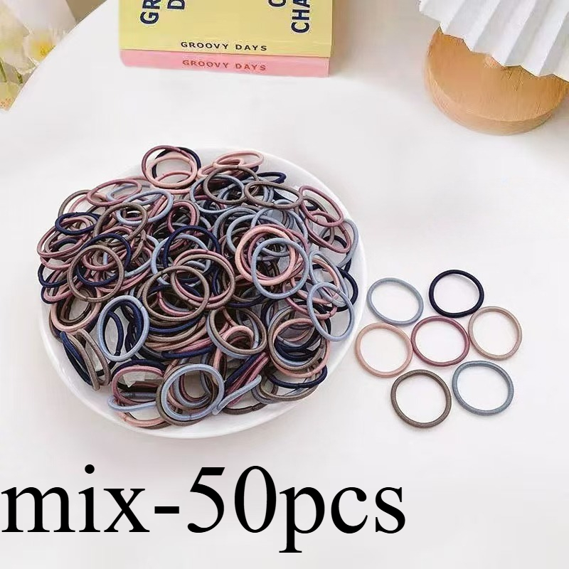 50pcs, Hair Rings, High Elastic Seamless Rubber Ponytail Clips - Black, Easter Eggs, Mardi Gras, 's Day, Homecoming Gifts