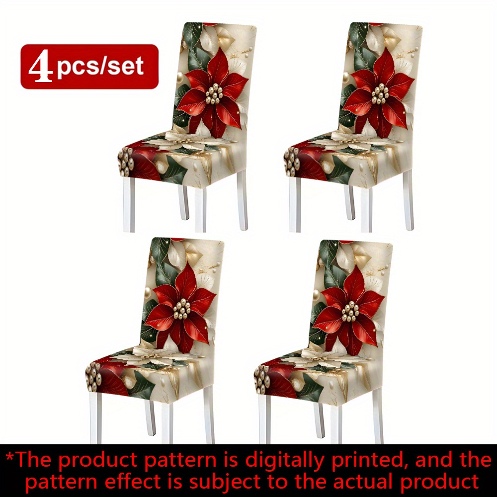 TEMU Housses de chaises avec de Noël disponibles en 2/4/6 pièces, amovibles et lavables, adaptées aux à manger, cuisines, de banquet, restaurants,