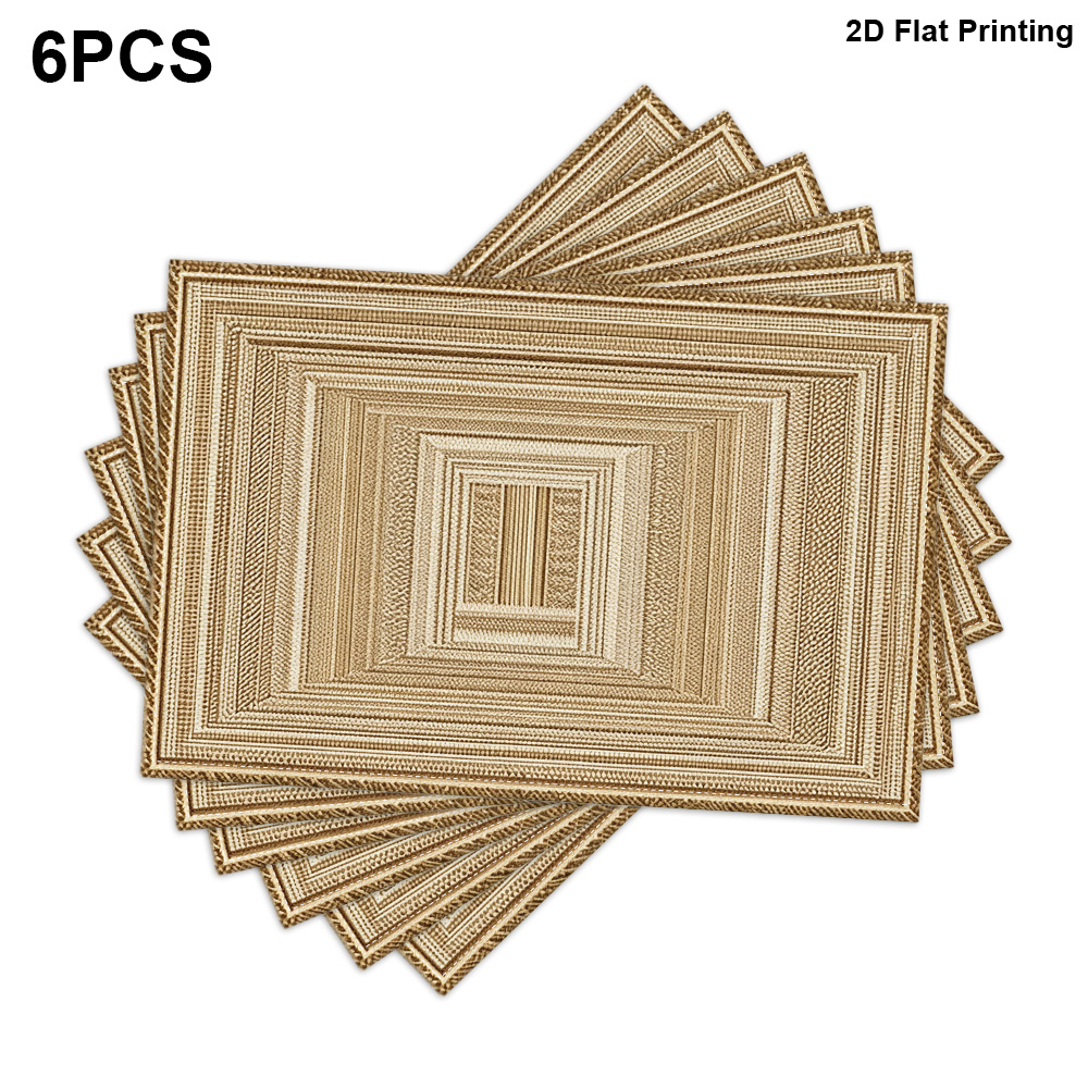 TEMU 4/6/8pcs Placemats - Featuring Beige And Brown Tones With Geometric Patterns. Suitable For Kitchens, Dining Rooms, Cafés, Weddings, Gifting, And