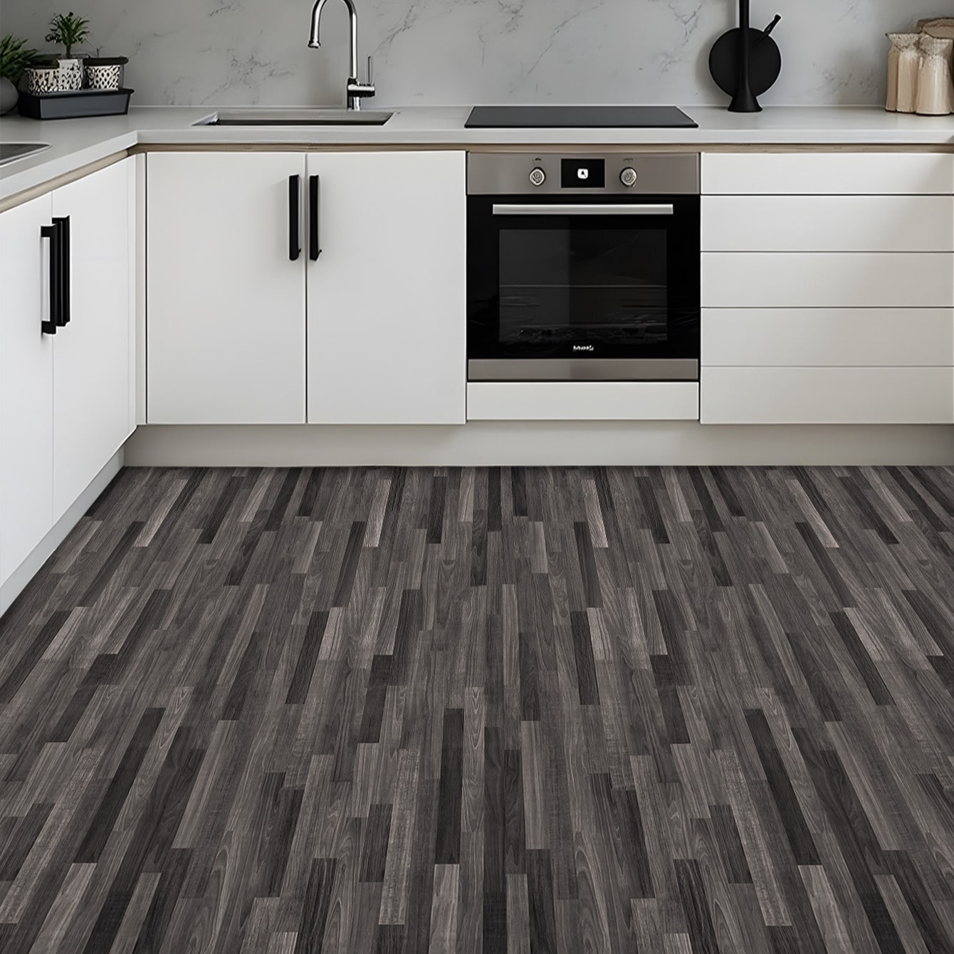 1 Roll Room Decor Gray Self-adhesive Floor Tile Self-adhesive Durable Vinyl Floor Sticker, Suitable For Bedroom, Kitchen, Bedroom Decor, Bathroom Stick On Tiles Wall Paper