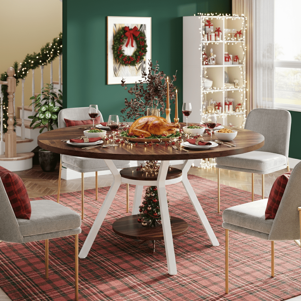 Round Dining Table For 4 47 Inch Modern Kitchen Table Dinner Table Christmas