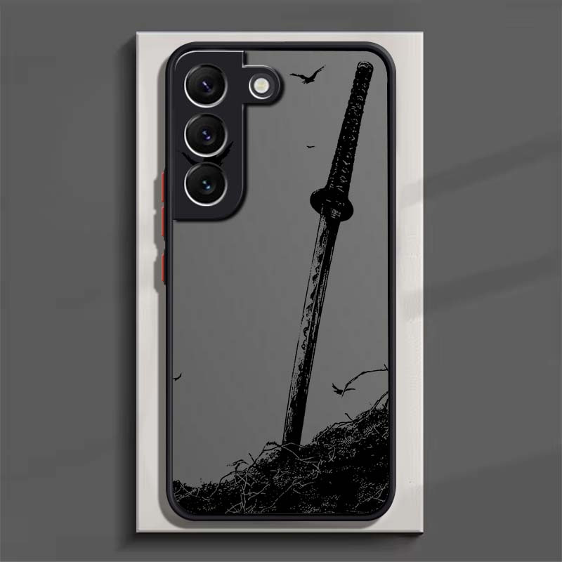 TEMU Стильний меч самурая Арт телефонний кейс для Samsung Galaxy S25 S24 S23 S22 S21 FE 5G, м'який прозорий фростований чохол
