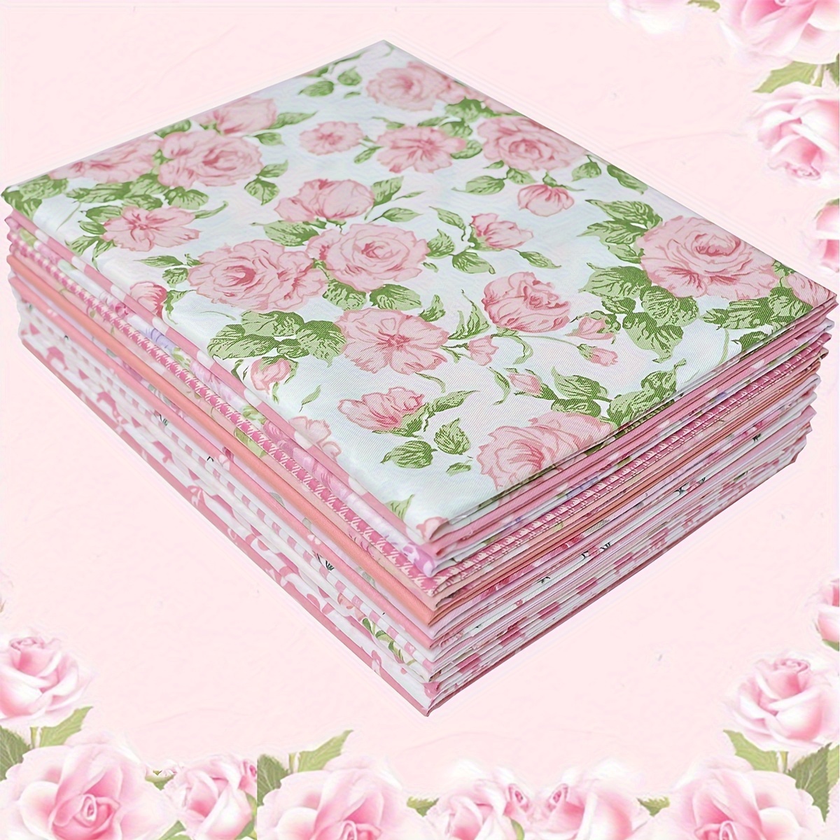 Image of 14pcs Of Country Style Theme, Pattern, 100% Pre-cut Sewing Materials, 9.84*9.84 Inches, Suitable For Crafts, Sewing Patches, Doll Clothing, And Fabric Bows