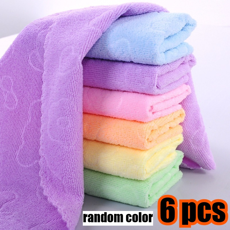 TEMU 6-pack Of Colorful Towels, Bear Embossed Face Towels, Soft And Absorbent Cleaning Towels, Colored Square Towels, Colored Face Towels, Household