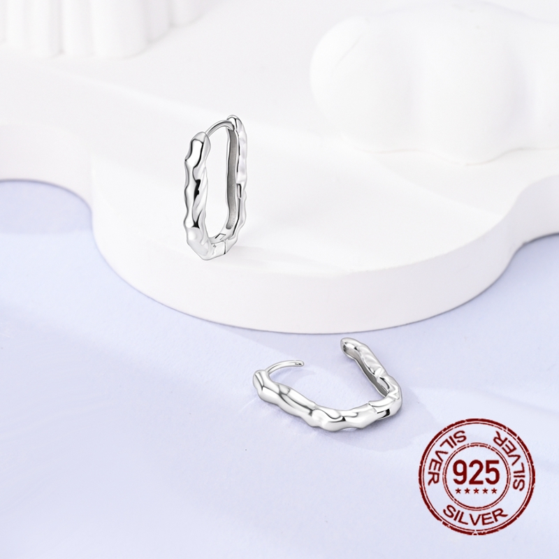 Women's 925 Sterling Silver Liquid Metal U-Shaped Earrings