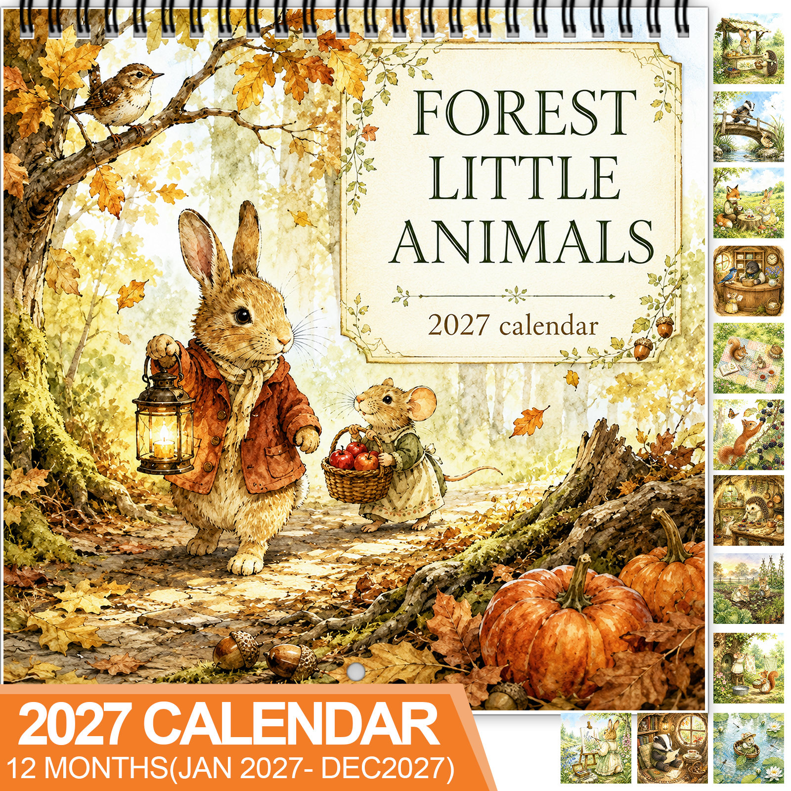 TEMU Calendrier mural et calendrier suspendu " animaux de " 2027, calendrier 12 mois relié avec grands d'écriture, fêtes marquées, papier épais,