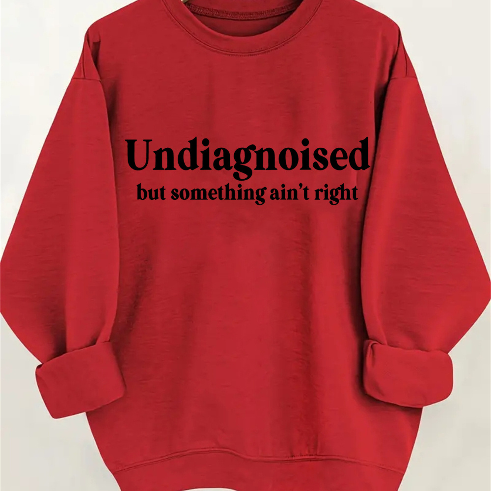 

Undiagnosed Letter Neck Sweatshirt, Casual Polyester Knit Fabric Pullover, 260g/m², 100% Polyester, For Women, All Season