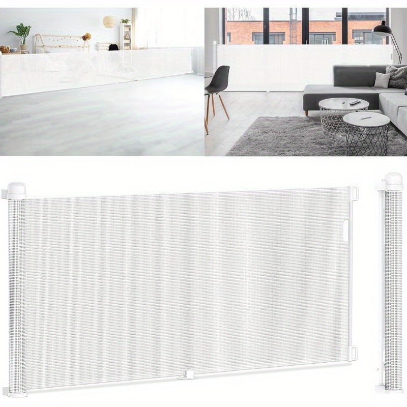 TEMU Retractable Pet Safety Gates, Stair Gates, Retractable Pet Fences 0-300cm, Indoor And Outdoor Safety Barriers, White, Gray, Black