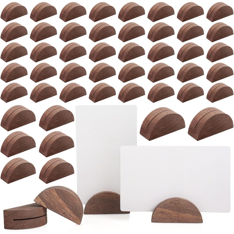 TEMU 26pcs Wooden Table Number Stands, Semicircular Wedding Card Holders For Table Numbers, Name Tag, Restaurant Menu, Birthday Party & Event Decor