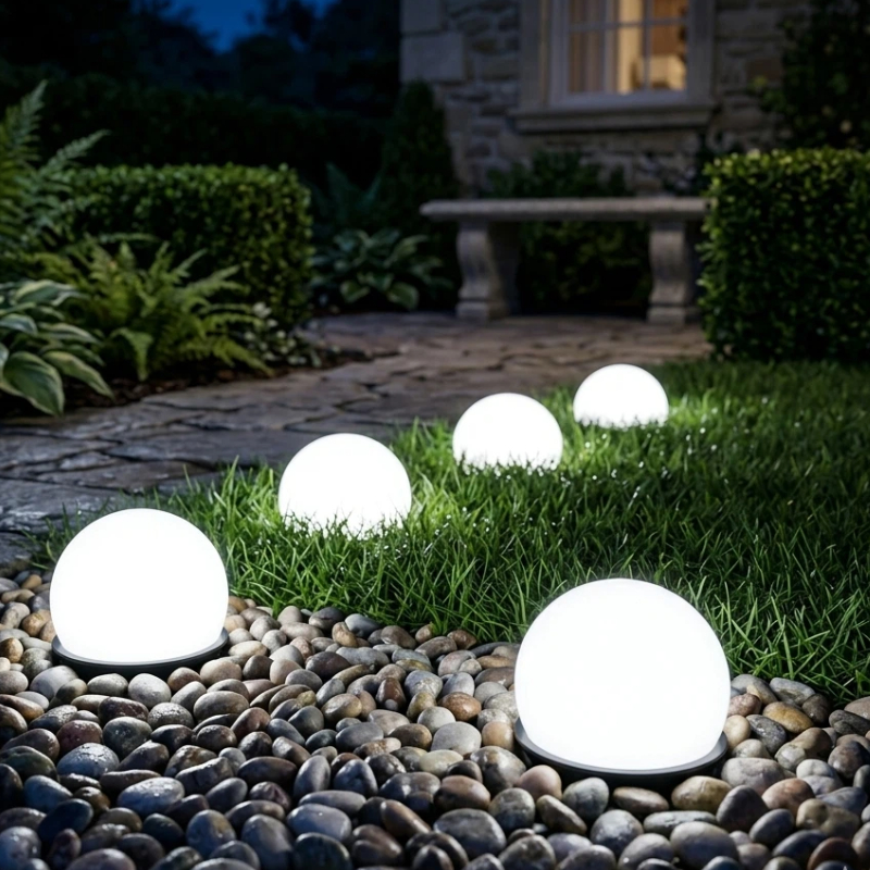 Lot de 3 boules lumineuses solaires pour pelouse, ambiance de fête extérieure, paysage, décorations lumineuses pour célébration de festival, éclairage esthétique pour base de camping, éclairage de paysage de jardin, parfaitement intégrées à la nature