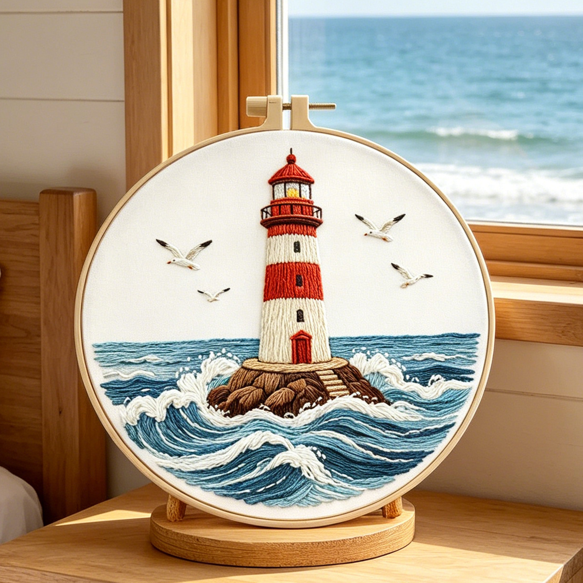 TEMU 1 Set Printed Embroidery Kit, Watchtower Theme Pattern Handcraft Embroidery Kit, Suitable For Embroidery Enthusiasts And Adult Beginners,