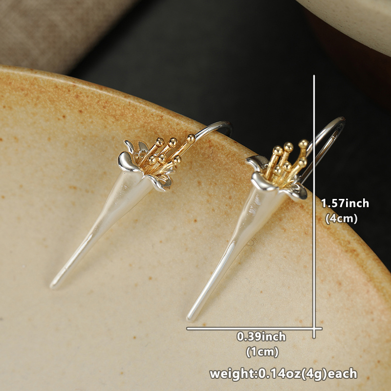 Women's Vintage Three-Dimensional Flower Shaped Pendant Earrings
