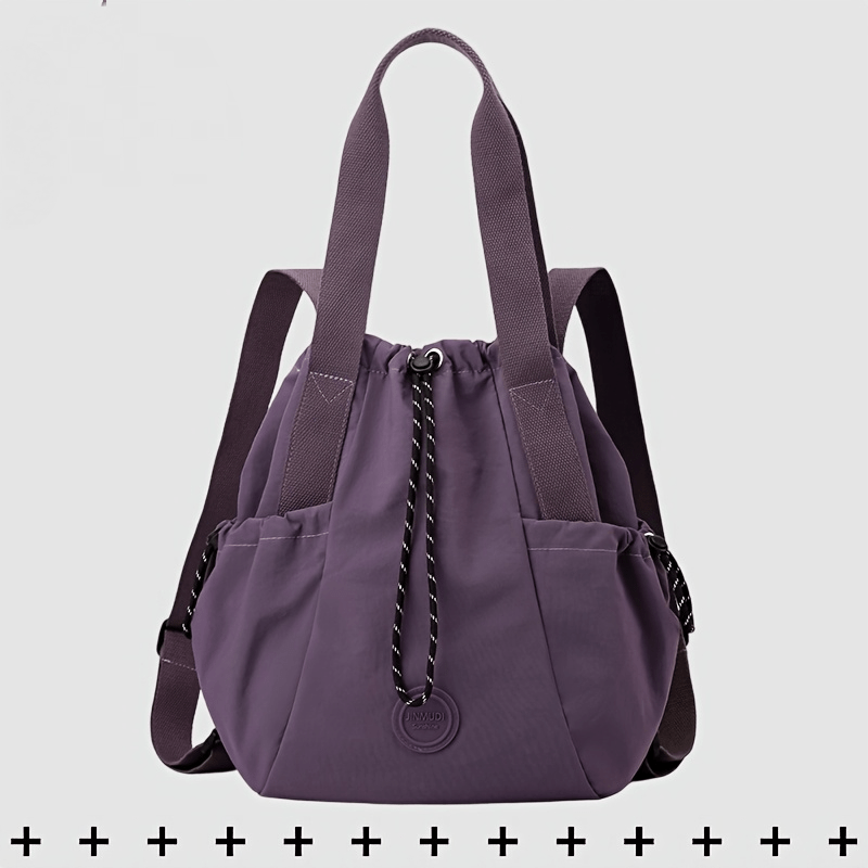 Solid Color Casual Nylon Women's Backpack, Lightweight Adjustable Daypack