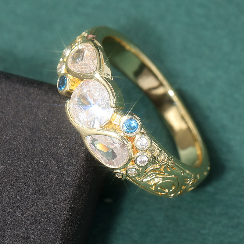 Creative Geometric Golden Color Exquisite Rings