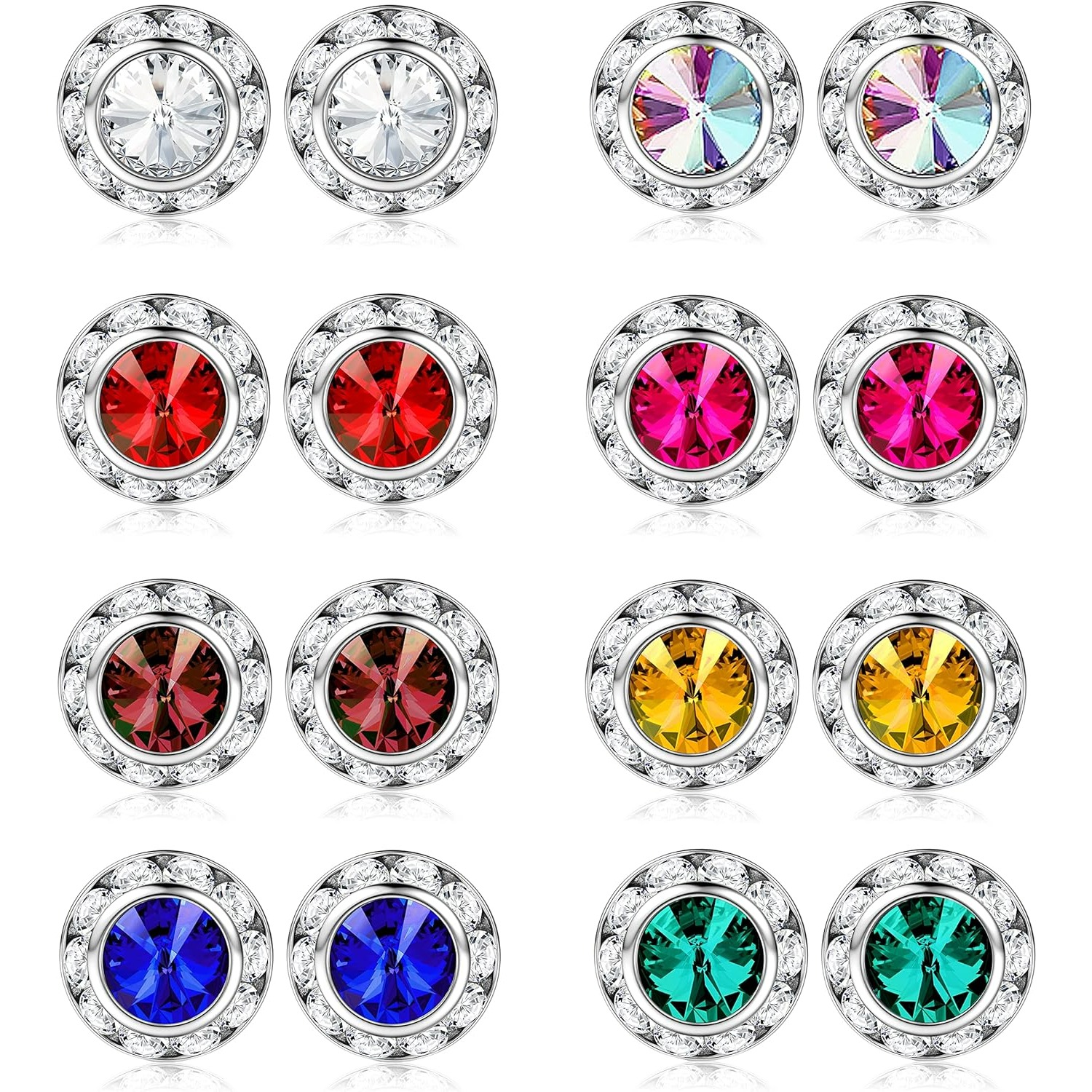 Image of 8 Pairs Rhinestone Earrings For Women Earrings Stud Earrings For Stage Opera Performance Wedding Party