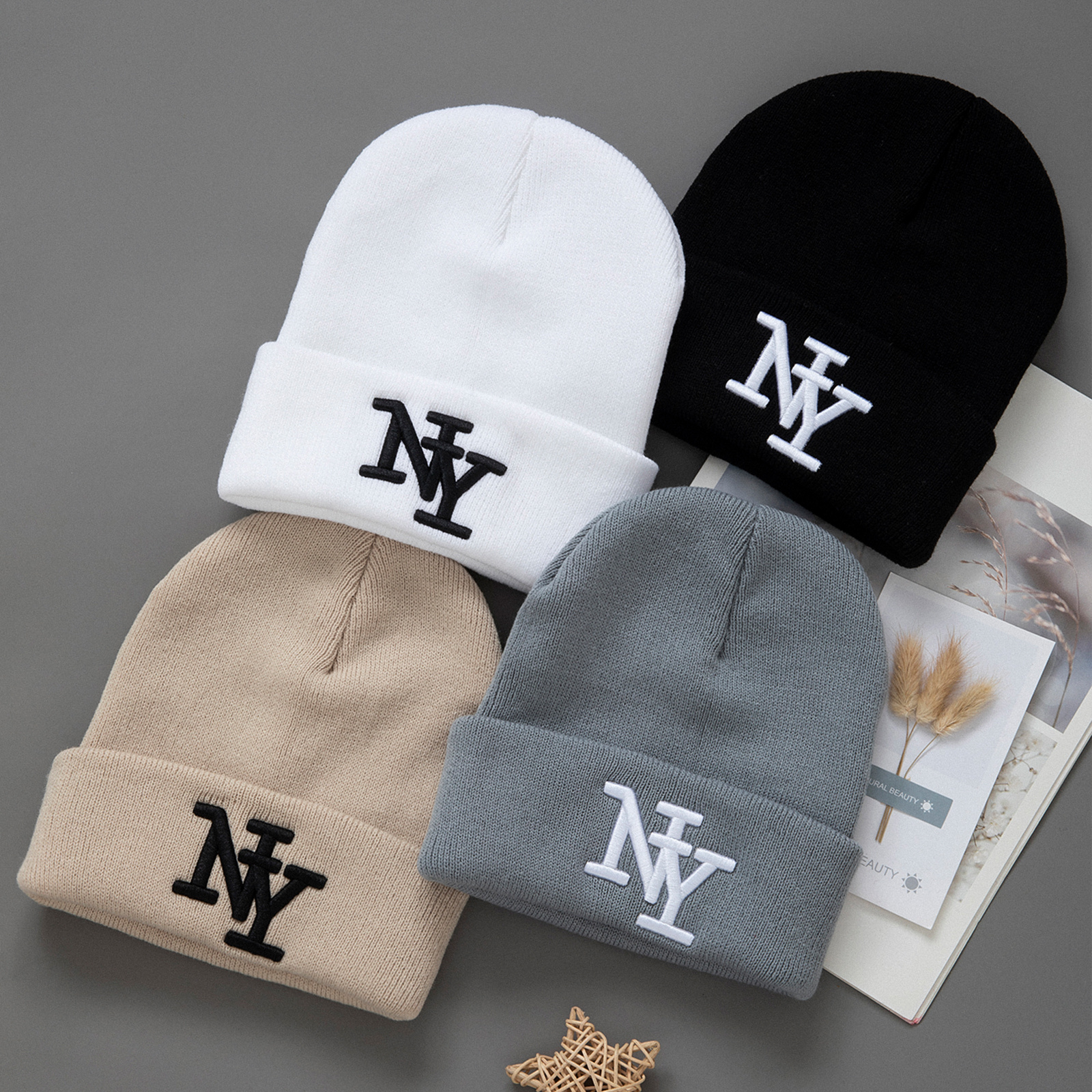 TEMU 4 piezas Gorros de Mujer Invierno Otoño Invierno Gorros de Punto Cálidos Gorros para Exteriores Gorros de Otoño Invierno
