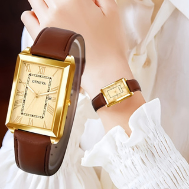 1pc   quartz watch for men     wristwatch with shockproof case pu stainless strap minimalist dial elegant birthday gift for students parties casual attire brand name display details 1