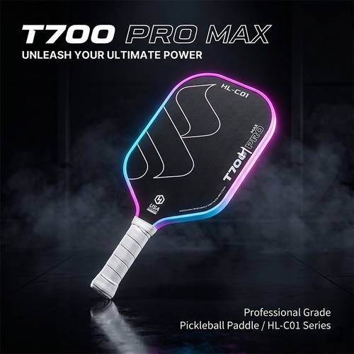the t700 carbon fiber pickleball paddle offers strength a textured matte surface for spin making it suitable for competitions and beginners