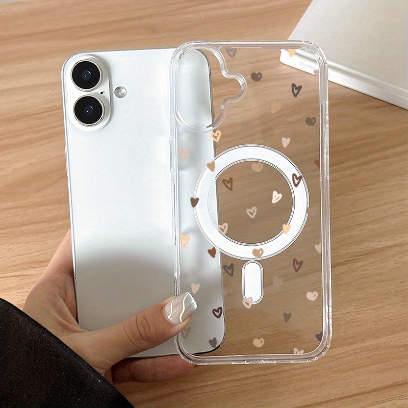 E-shop Handyhülle: 1er-Pack Luxus Mode Herz Muster Druck Kreativ Stoßfest Magnetische Handyhülle für iPhone 17 Serie Kompatibel mit iPhone 17/17 Pro/17