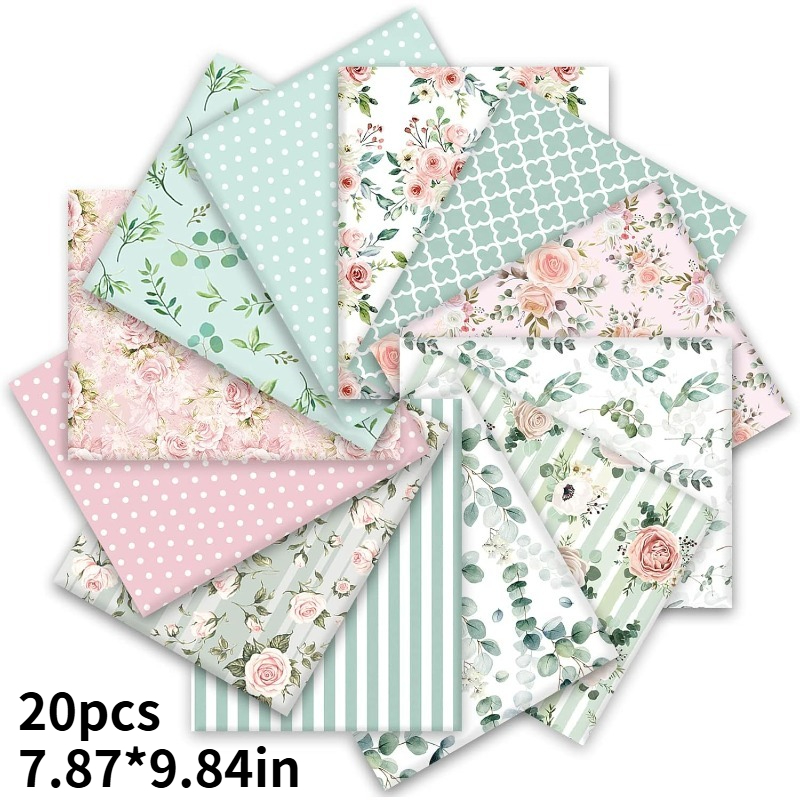 TEMU 20pcs Of Fabric Measuring 20*25cm (7.87*9.84in) Featuring A Spring Theme With Floral And . This Printed Handmade Fabric Is Ideal For Sewing
