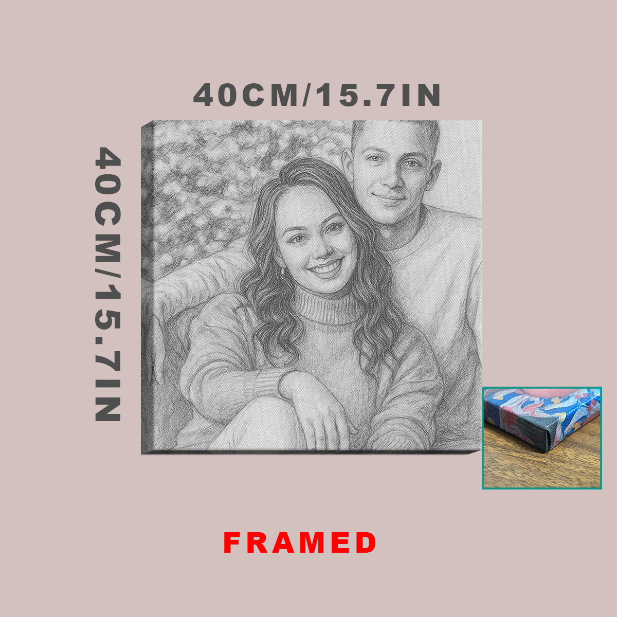 TEMU 2d Flat, 2d Flat, Unique Personalized Artwork Customization, Choose Framed Or Frameless, Premium Canvas, Personalized Design Of Your Portrait