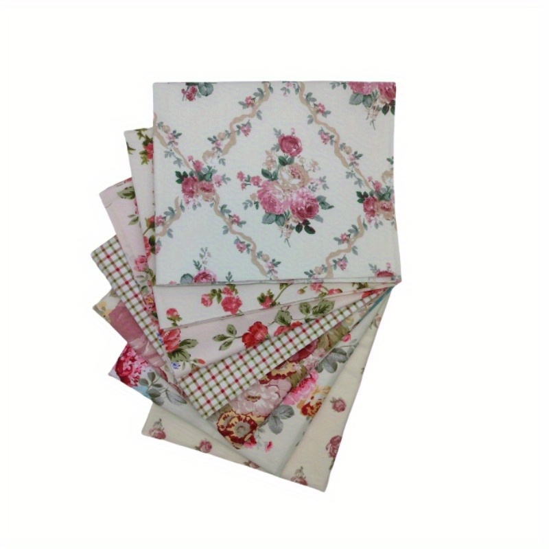 

7pcs Vintage Floral Fabric Bundle For Sewing, Diy Crafts, Doll Clothes & Quilting, Winter, New Year