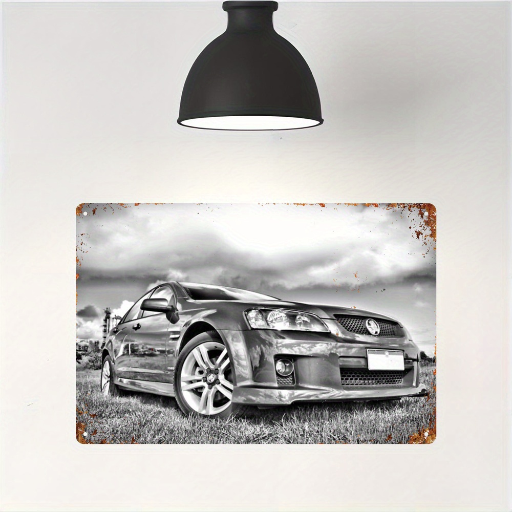 TEMU 2d Flat, 2d Flat Vintage Muscle Iron Sign - And White, Waterproof & Dustproof Metal Wall Art For Home, Cafe, Or Coffee Shop Decor -