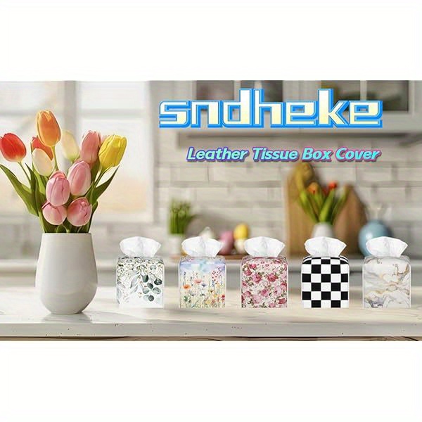 waterproof pvc leather tissue box cover with blue floral pattern square decorative holder with blue flowers green leaves fit for bathroom home car   clean tissue organizer dispenser 5 2x5 2x5 2in ideal gift for housewarming birthdays home decor accessory   accessory   plastic sturdy construction functional home decor birthday present Product details 0