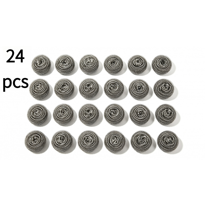 TEMU Ensemble de 24 brosses en acier inoxydable, brosse en laine, utilisées pour éliminer les saletés tenaces des casseroles, poêles, cuisinières,