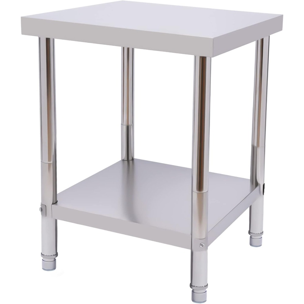 Image of Stainless Table 60 X 45 X 80cm Catering Kitchen Table Food Preparation Table Commercial Work Table For Kitchen Bar 4 Adjustable Feet