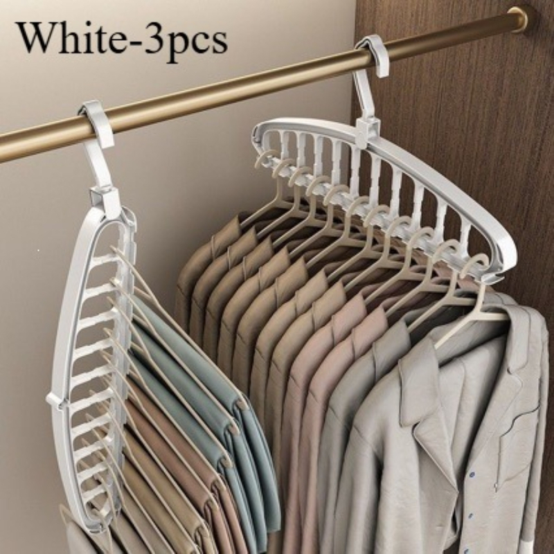 TEMU Black Plastic Sliding Hangers With Multi-hook Design - 360° Rotatable Space-saving Organizer For Home And Travel, Durable And Lightweight, Ideal