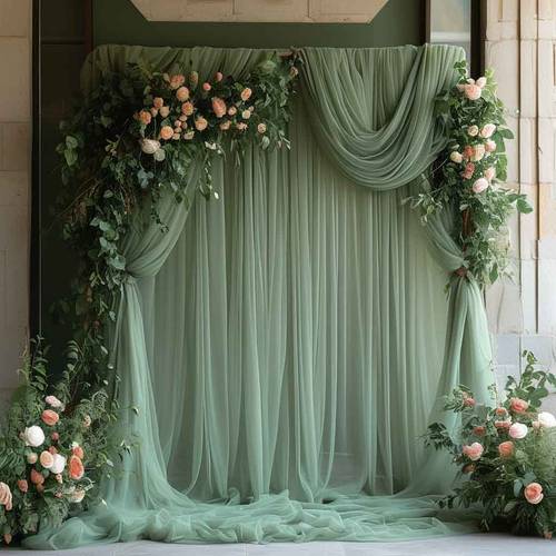 1pc sage green multi purpose decorative sheer fabric soft and tear resistant easy to cut lightweight breathable and wrinkle resistant suitable for diy crafts wedding scene setup decoration birthday party decor